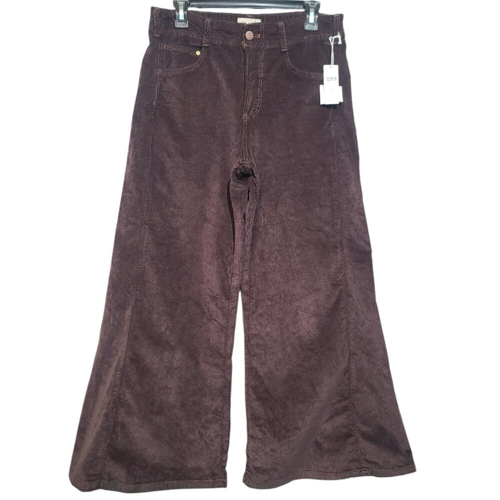 Anthropologie Pilcro Kenna Heritage Mid-Rise Barrel Jean Brown Corduroy 28P NWT